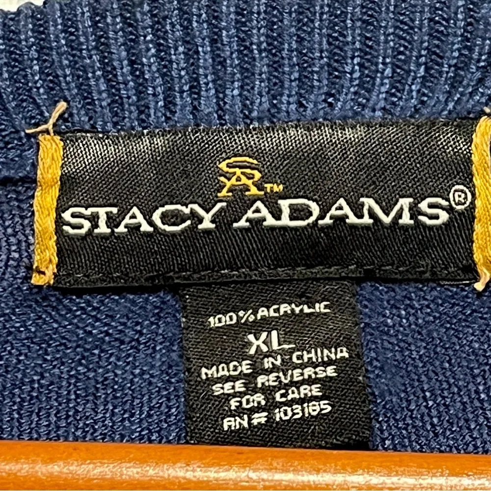 STACY ADAMS Knit Sweater Mens XL Abstract Retro Hip Hop Long Sleeve Blue Multi
